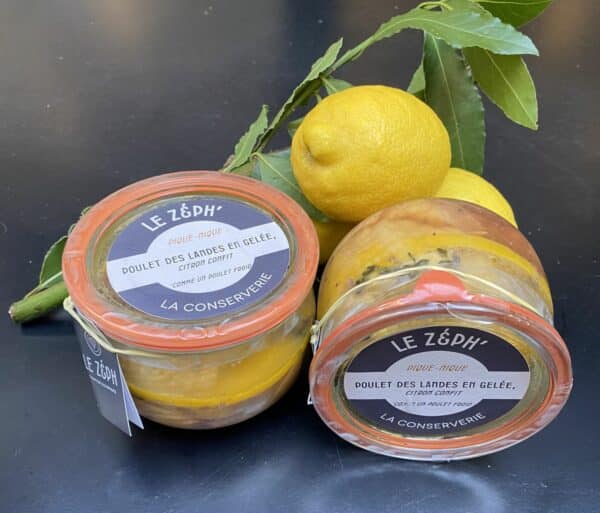 Poulet des Landes en gelée, citron confit