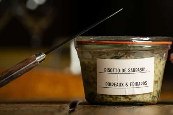 Risotto de sarrasin, champignons, épinards & citron confit